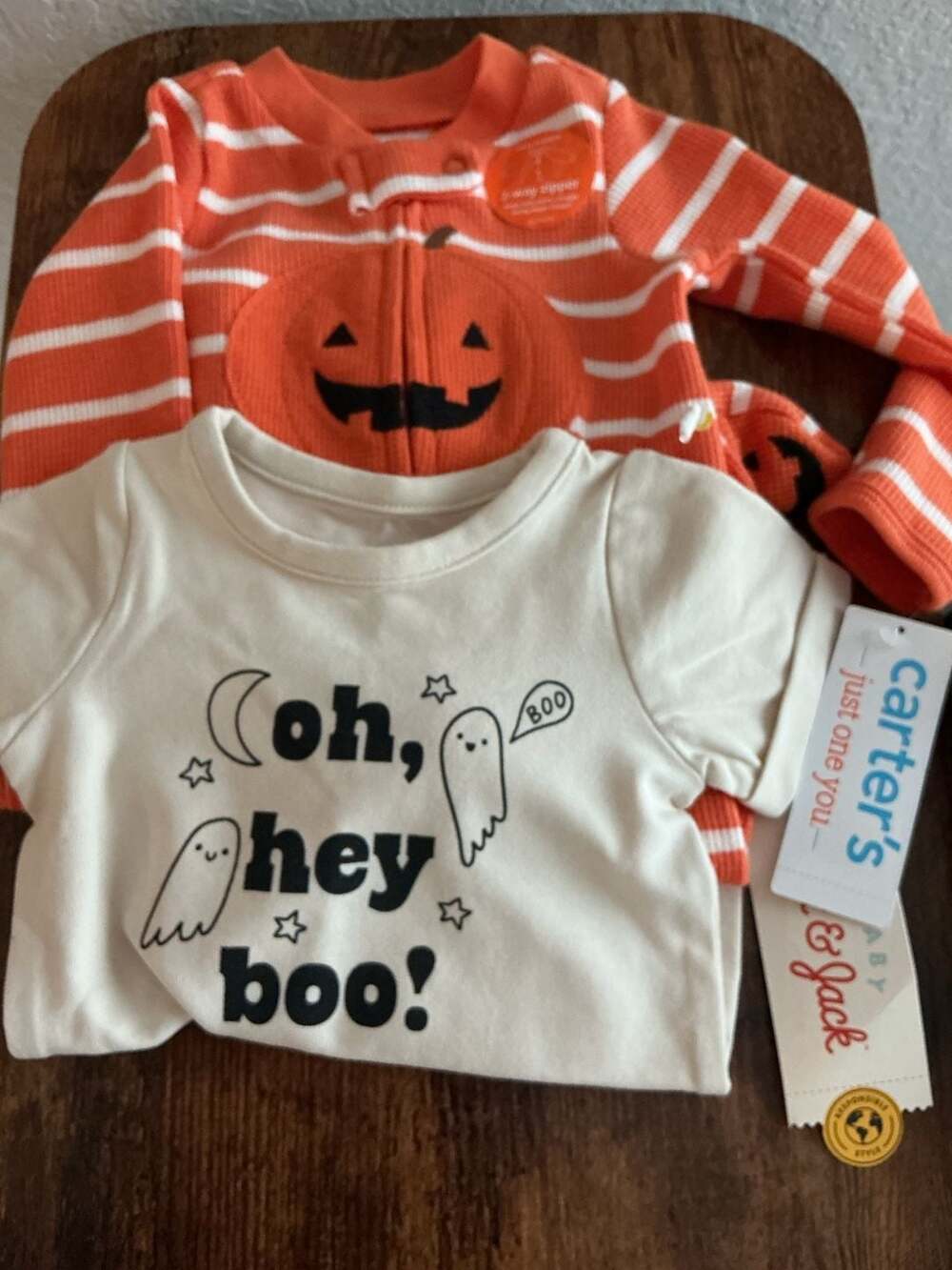 Carter's & Cat & Jack Halloween Bundle Boo Pumpkin one piece-Romper Newborn